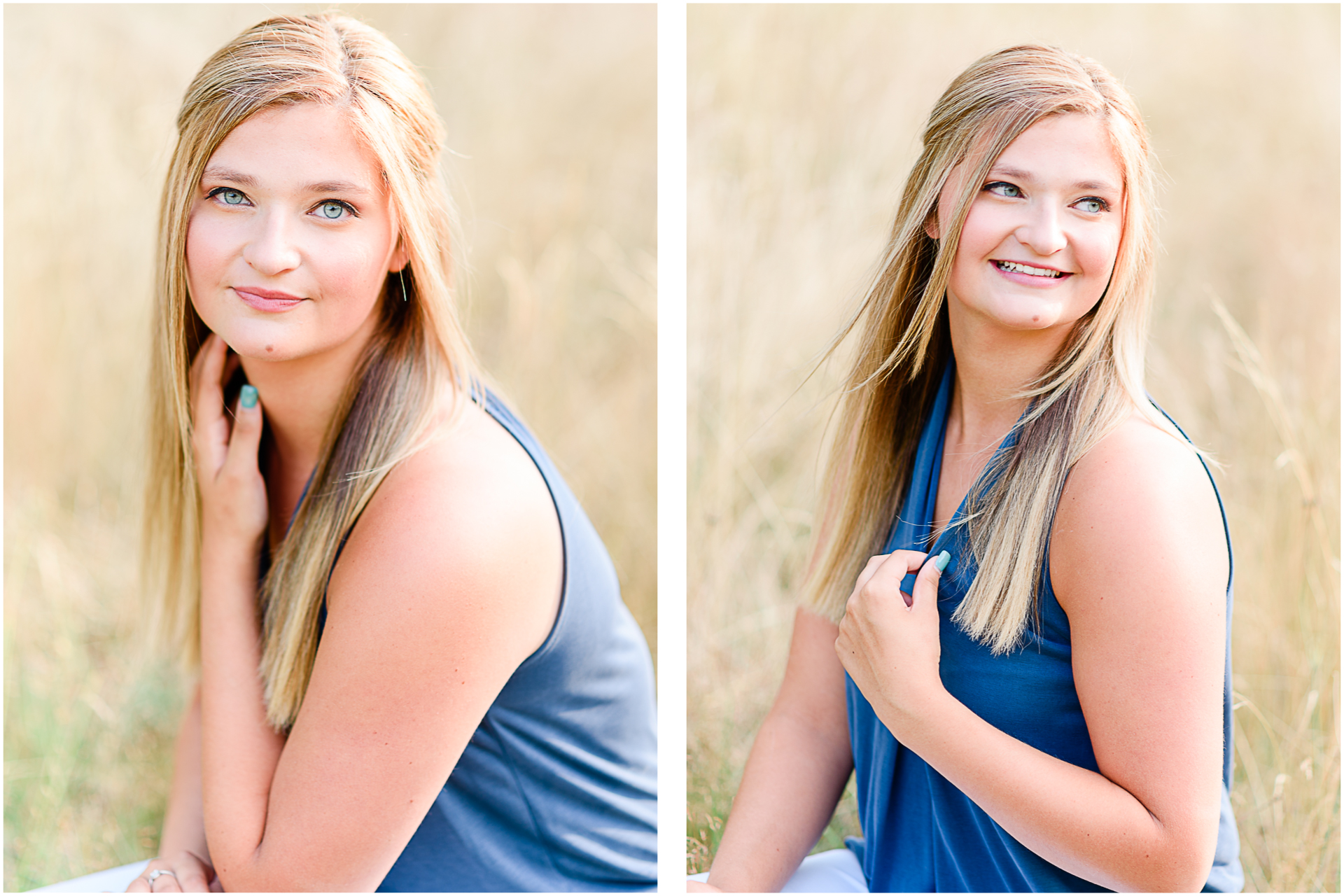 Photos by Marshfield senior portrait photographer Christina Runnals | High school girl sitting in a golden field