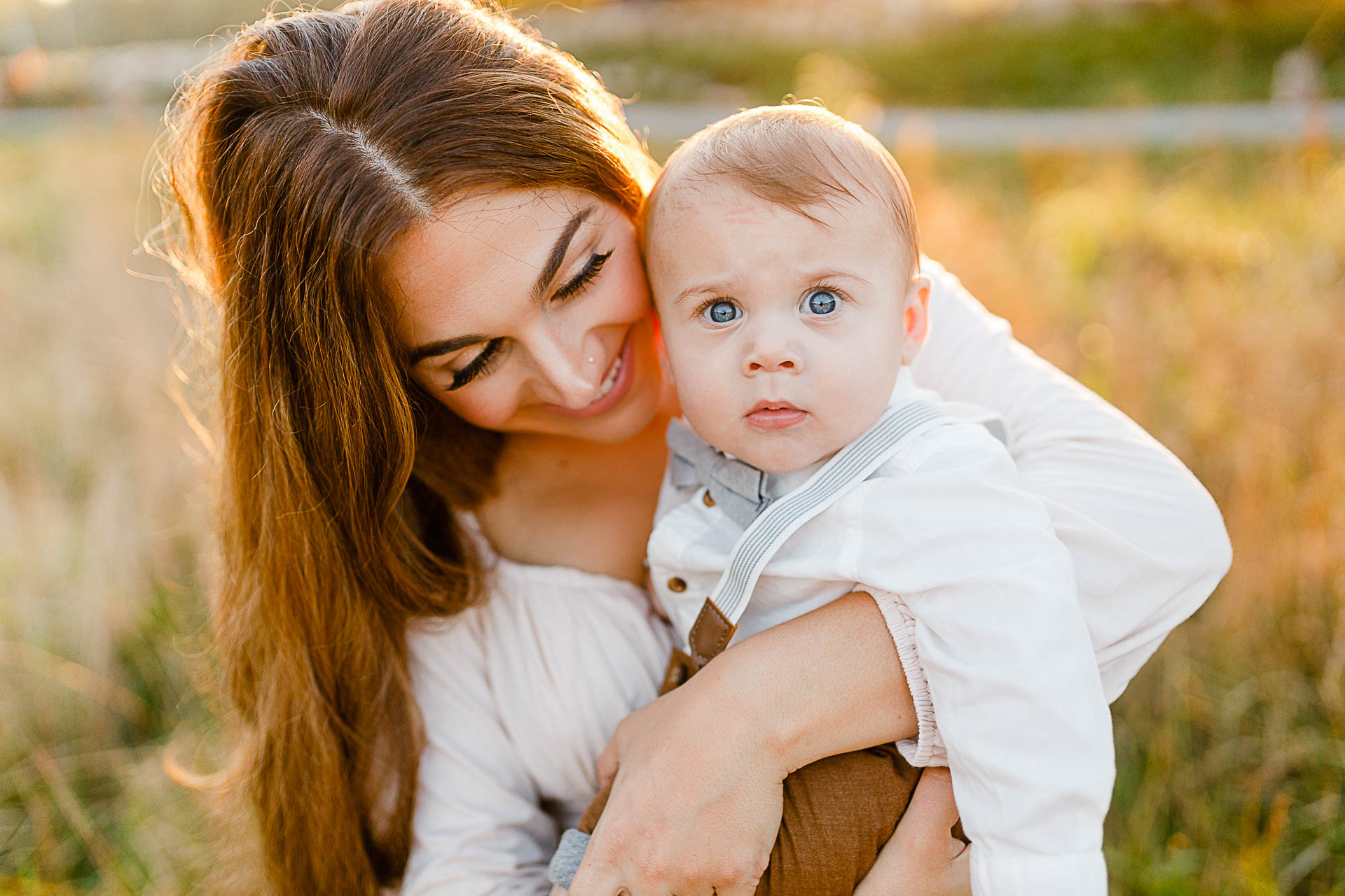 Mom and little boy with blue eyes captured by Scituate family photographer Christina Runnals