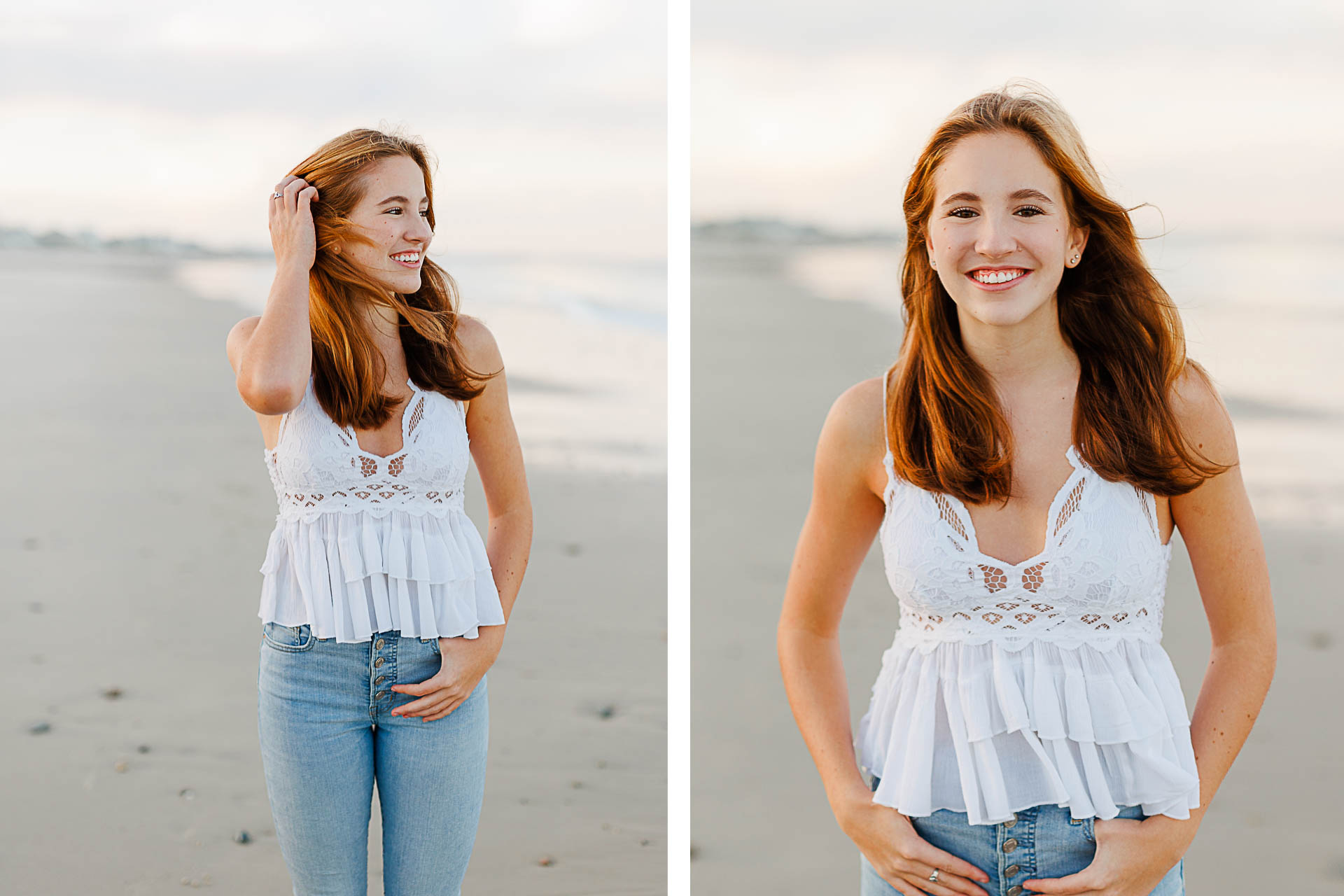 Photo by Cohasset senior photographer Christina Runnals | High school senior girl standing on the beach and smiling