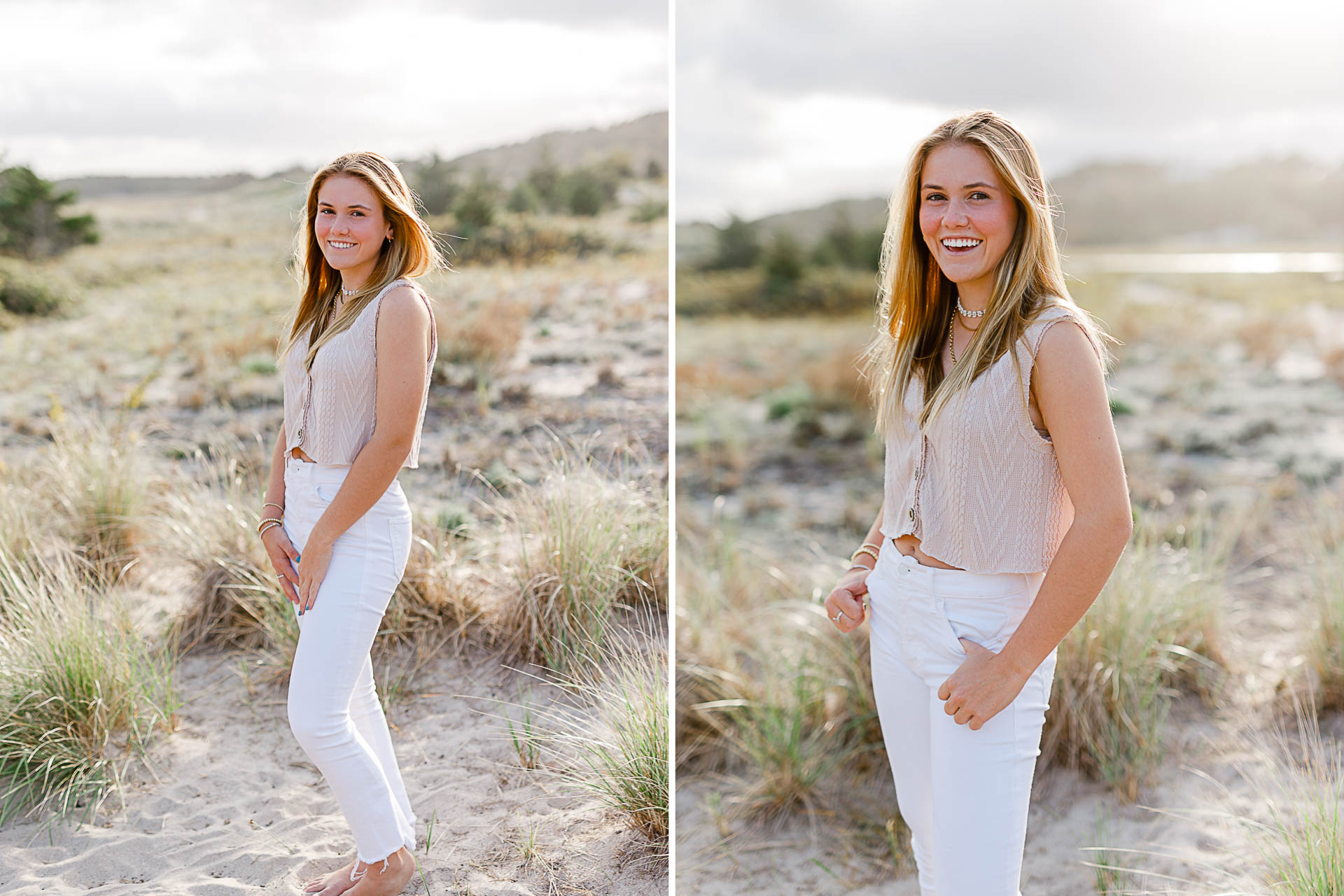 Photos from Caroline's Thayer Academy Senior Pictures by Christina Runnals Photography | Girl smiling in beach grass 