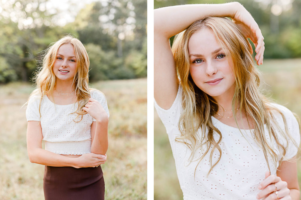 Photos by Plymouth Senior Portrait Photographer Christina Runnals | Girl standing in a field posing for her senior pictures