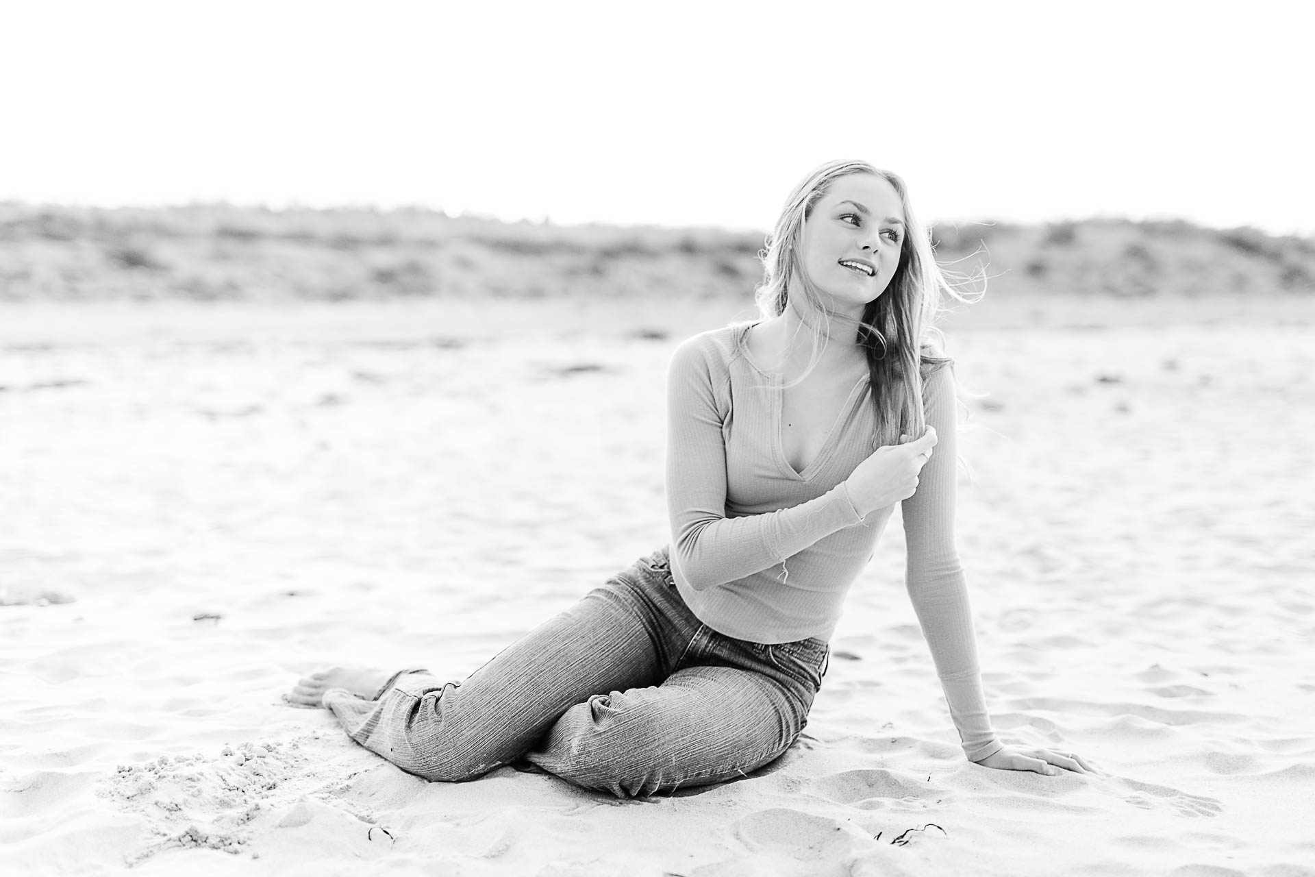 Photo by Cohasset Senior Portrait Photographer Christina Runnals | Girl sitting in the sand
