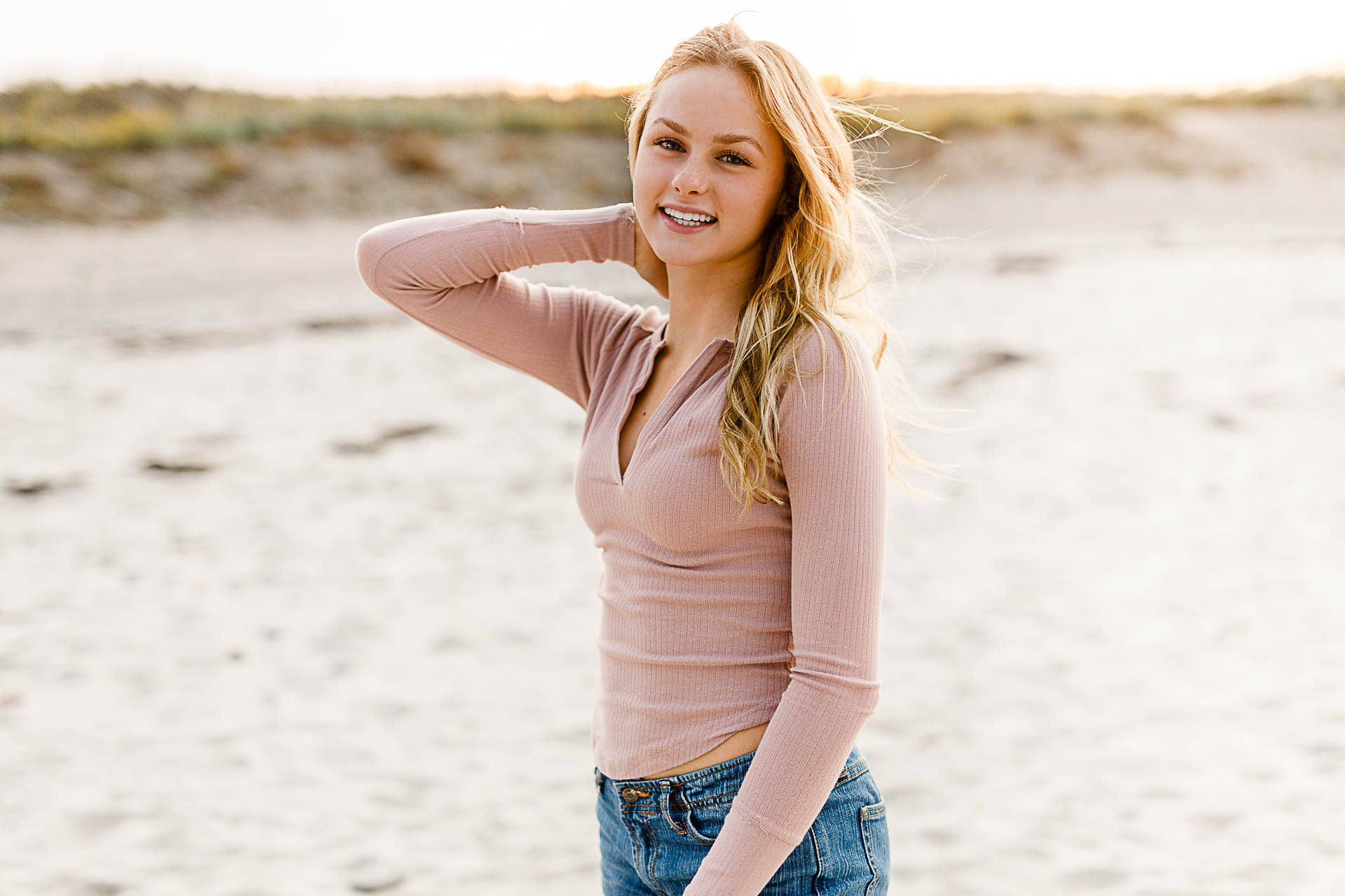 Photo by Plymouth Senior Portrait Photographer Christina Runnals | Girl sitting in the sand