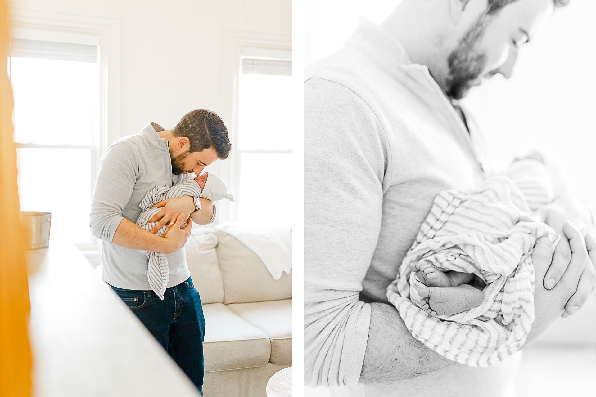 Photos by Boston Newborn Photographer Christina Runnals | Father holding his newborn baby boy