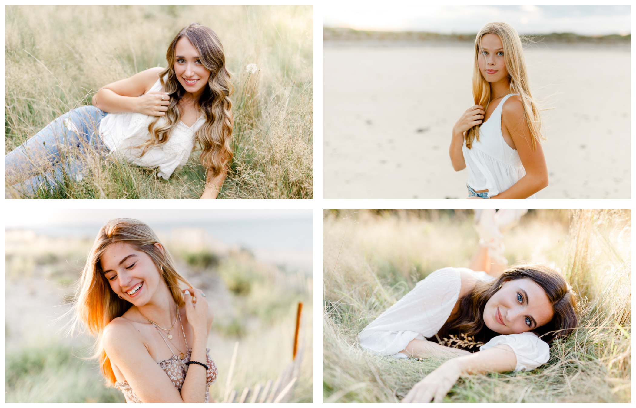 Photos by the best senior photographer in Massachusetts Christina Runnals | Collage of high school senior girls posing for their senior pictures