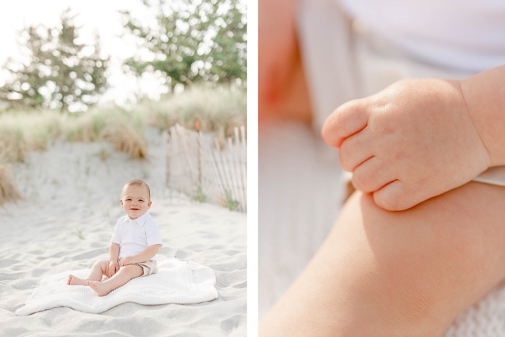 Photos by South Shore Baby Photographer Christina Runnals | Baby sitting on the beach