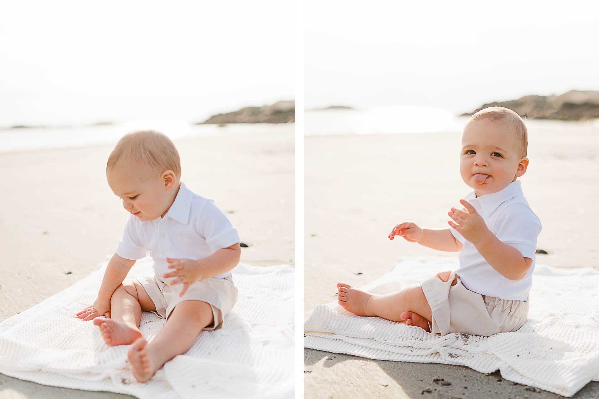 Photos by Scituate Photographer Christina Runnals | Baby sitting on the beach