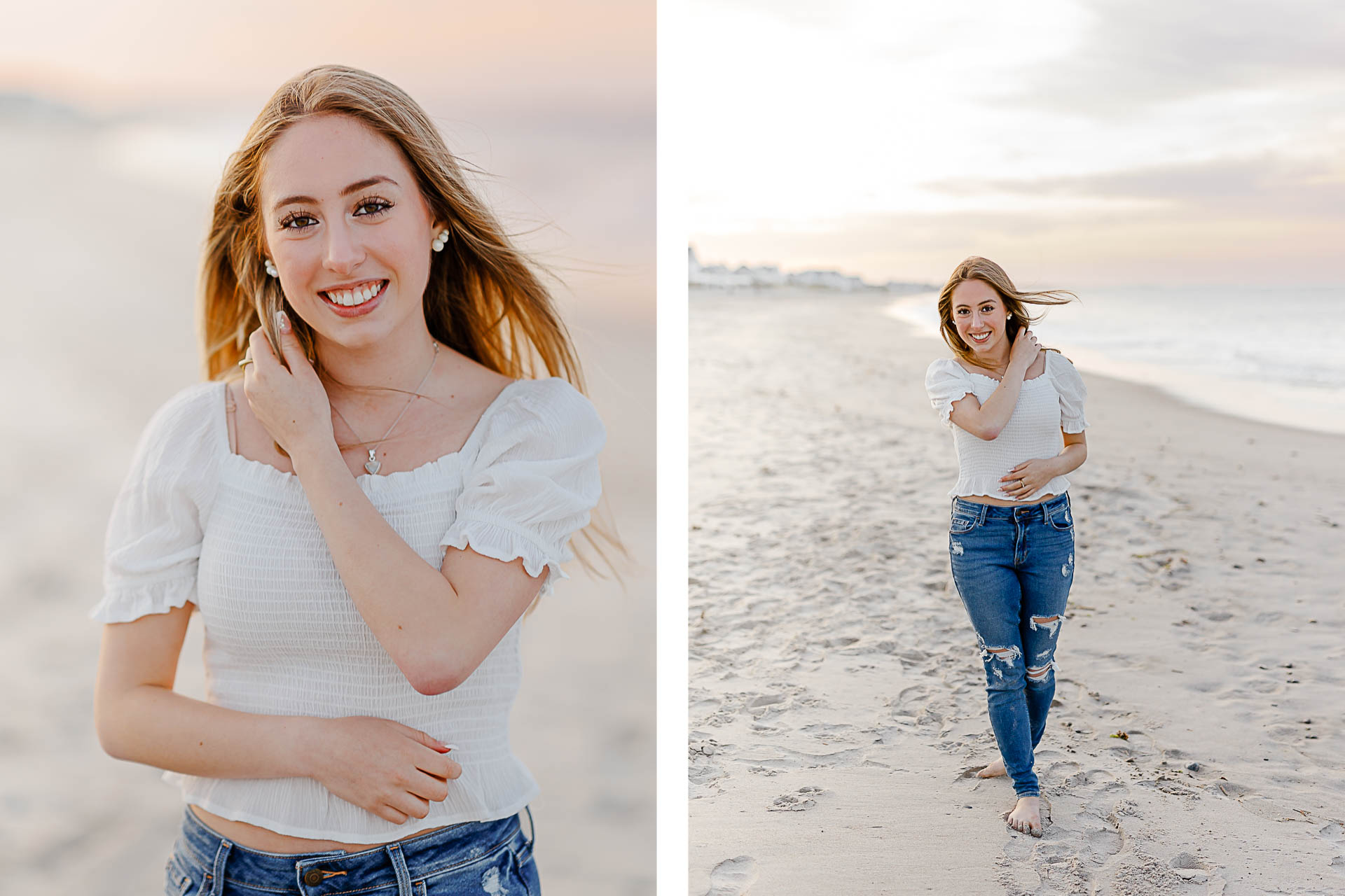 Photos by Arlington senior portrait photographer Christina Runnals | Girl walking on the beach
