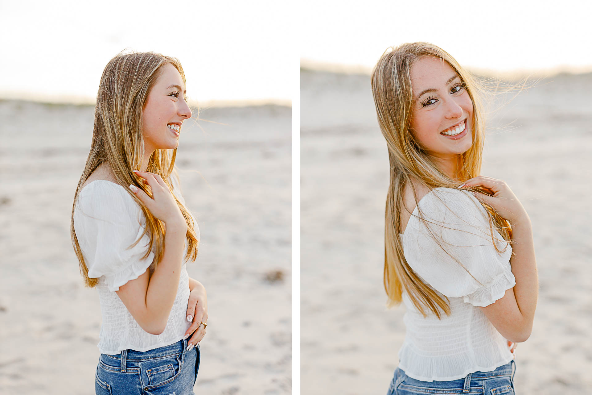 Photos by Arlington senior portrait photographer Christina Runnals | Girl standing on the beach looking into the distance