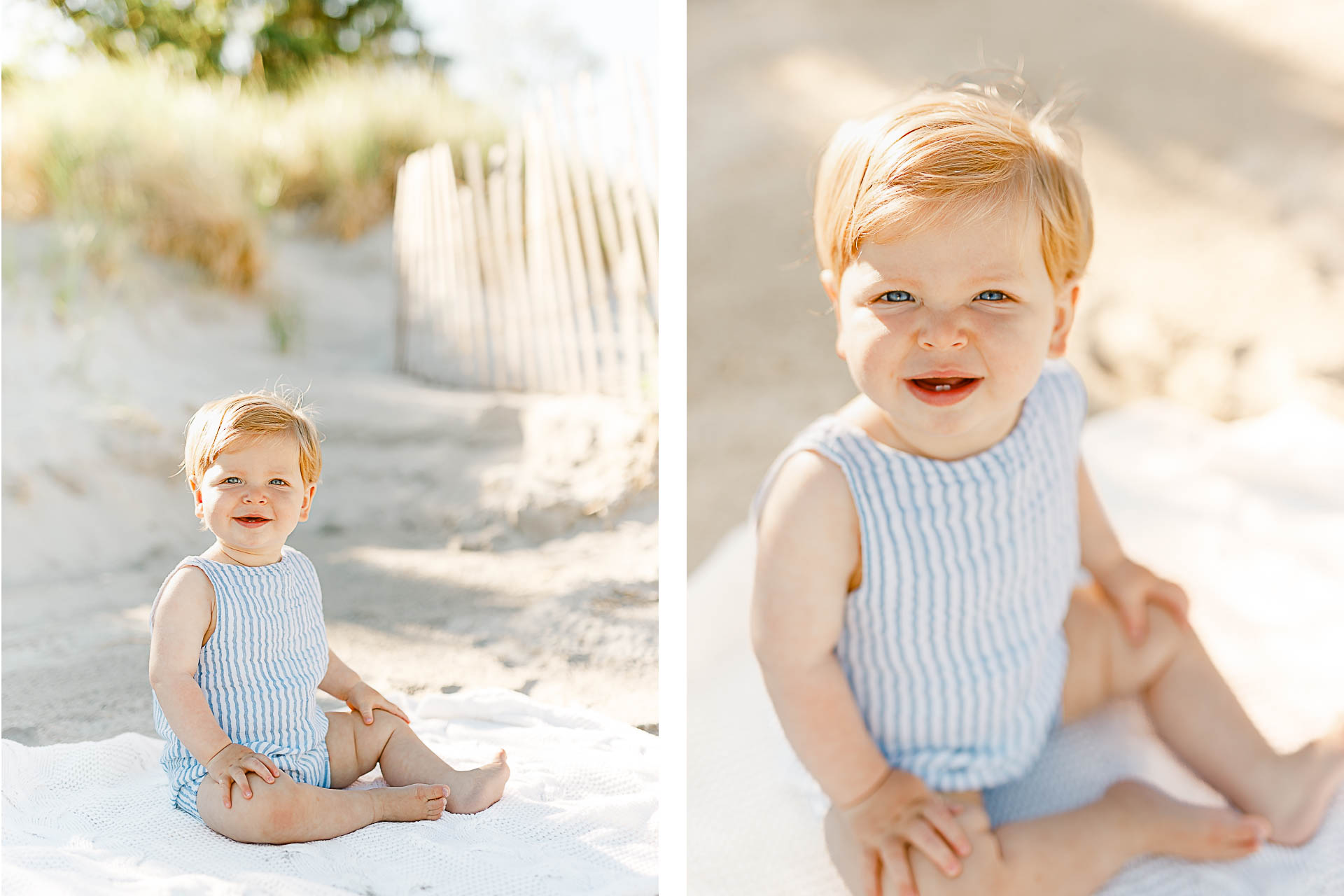 Photos by Boston baby photographer Christina Runnals | 1 year milestone session pictures on the beach