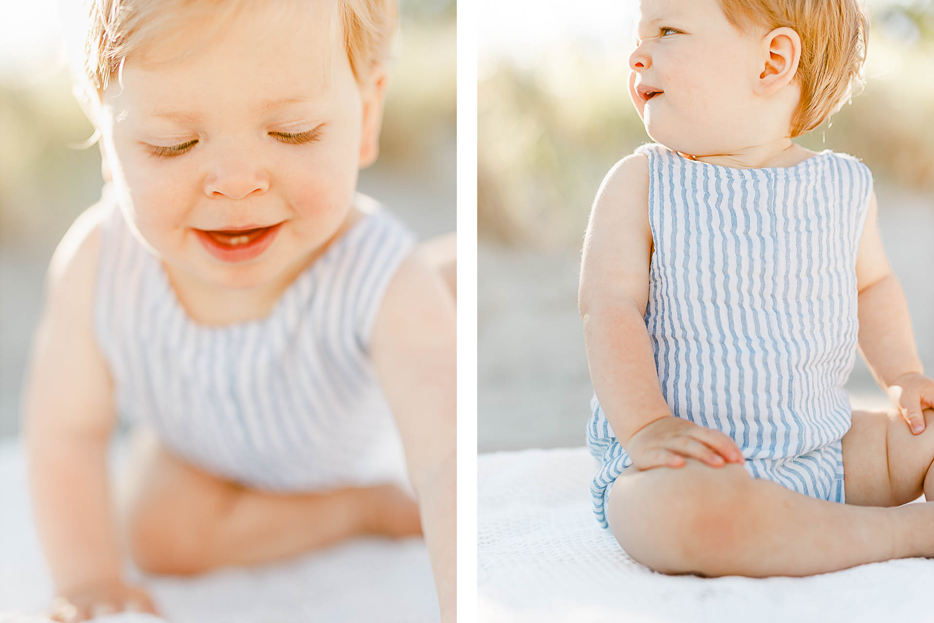 Photos by Boston baby photographer Christina Runnals | 1 year milestone session pictures on the beach
