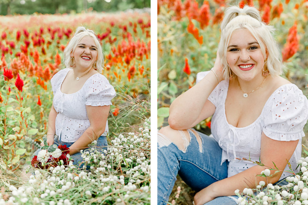 Teenage girl's senior pictures with flowers 