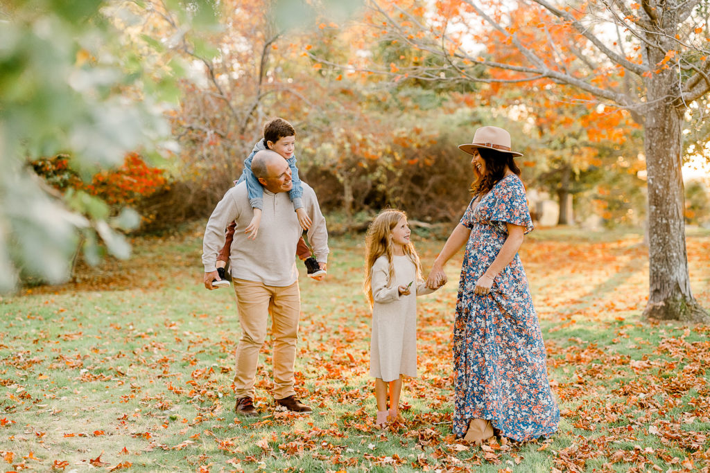 Autumn family portraits by Marshfield Massachusetts family photographer Christina Runnals