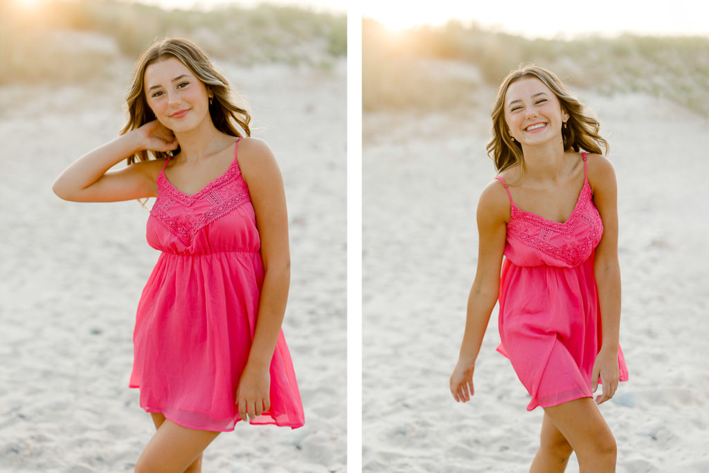 Lilly LaFountain golden hour beach senior portraits by Scituate Photographer Christina Runnals
