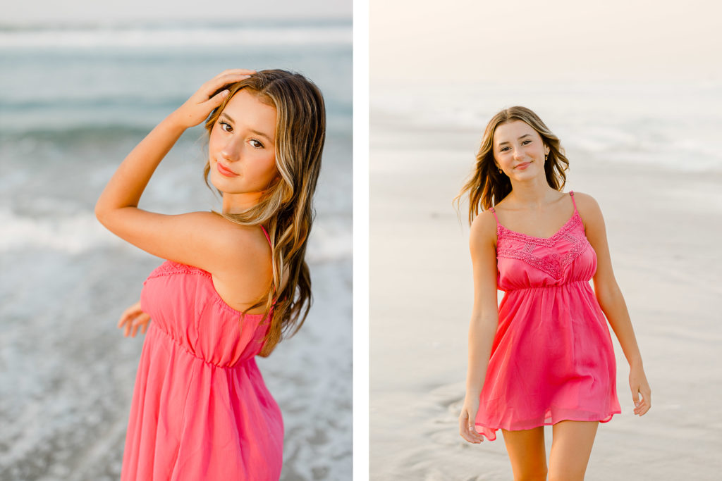 Lilly LaFountain golden hour beach senior portraits by Scituate photographer Christina Runnals