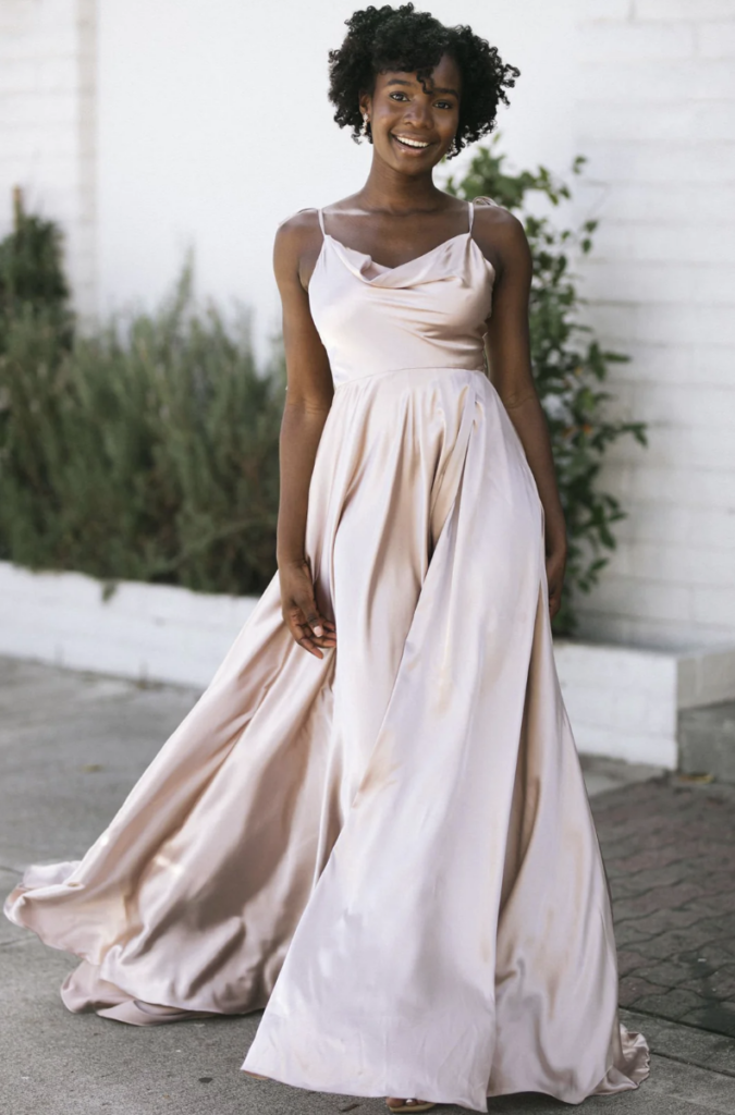 The best senior portrait dresses for beautiful photos | satin gown