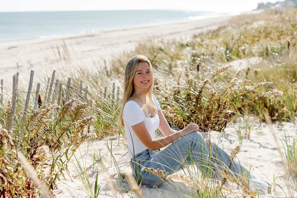 Emma's Notre Dame Academy senior pictures taken at the beach