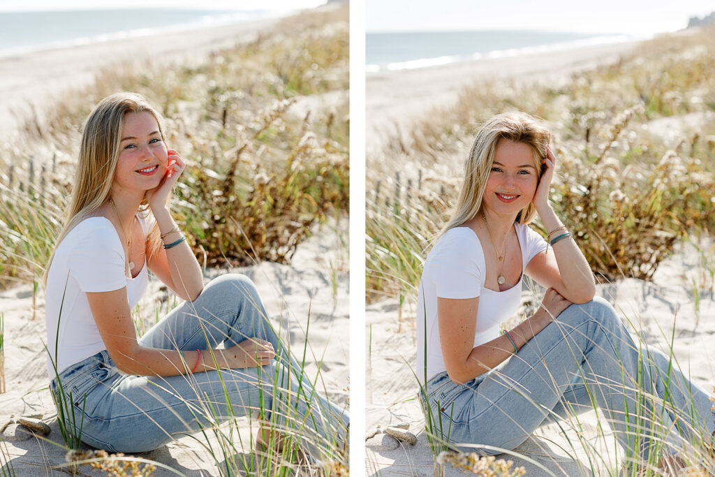 Emma's Notre Dame Academy senior pictures taken at the beach