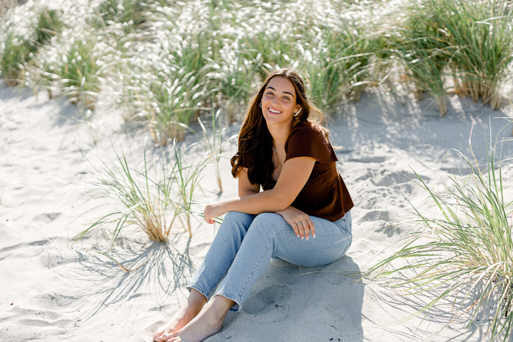 Maddie Reider's Framingham senior pictures taken on a beach of white sands in Massachusetts