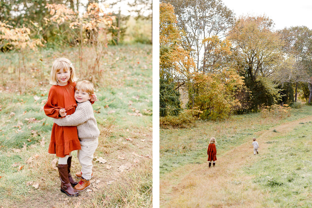 Images of a fall family portrait session by Wayland Massachusetts family photographer Christina Runnals 