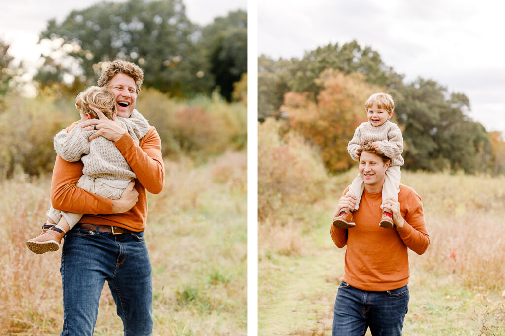 Images of a fall family portrait session by Wayland Massachusetts family photographer Christina Runnals