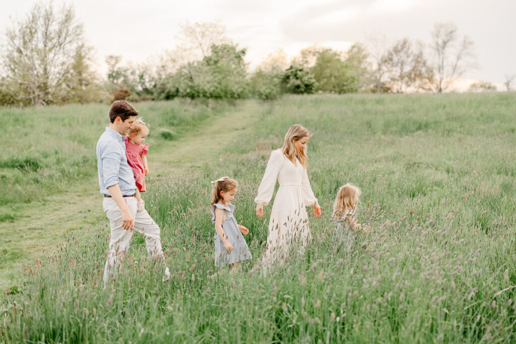 Hingham family photography by Christina Runnals | Spring family photos in a field